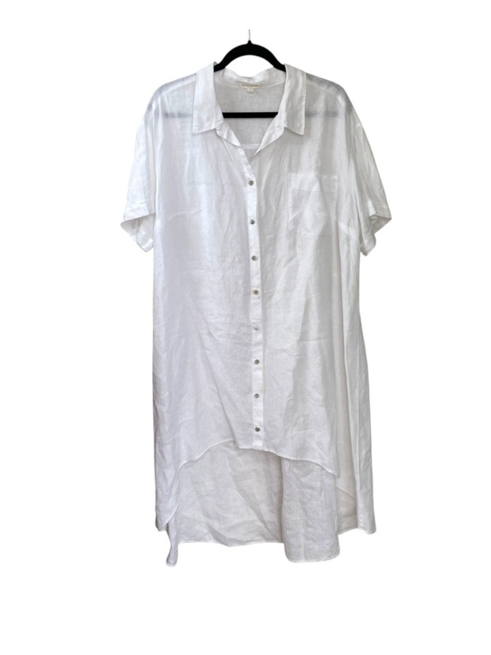 Eileen Fisher White Linen Button-Front Tunic 1X